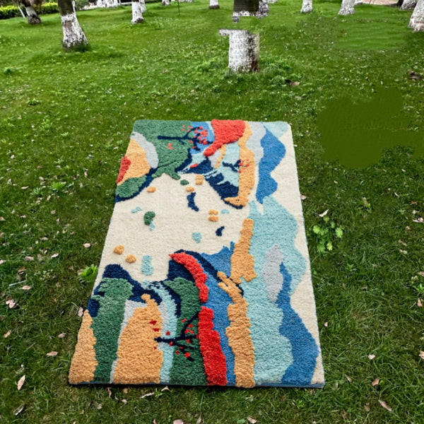 Tapis Touffeté Art Coloré Paysage Abstrait Fleece Chambre