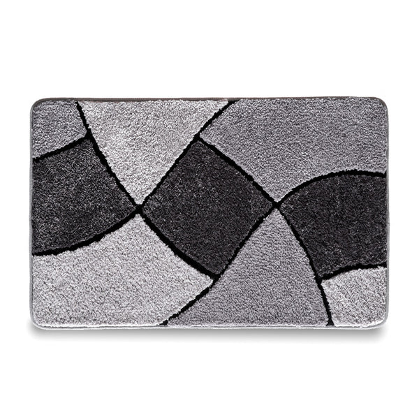 Tapis Rectangulaire Tufté Épais Motif Géométrique Gris – Salle de Bain & Entrée