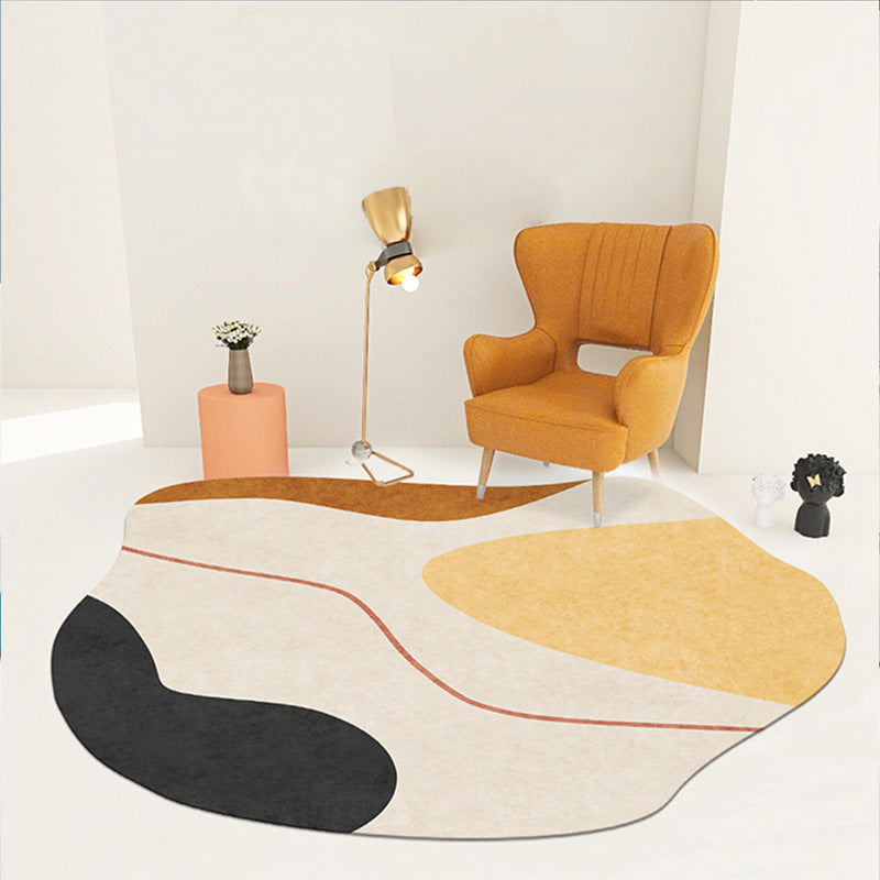 Tapis Rond Abstrait Géométrique Façon Cachemire – Salon — Tapinna®