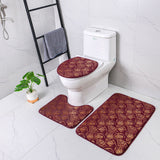 Set 3 Pièces Salle de Bain Motif Doré – Tapis WC, Bain & Contour 1