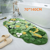 Tapis Irrégulier Gazon Mousse Vert Fleurs Naturel Salon 2