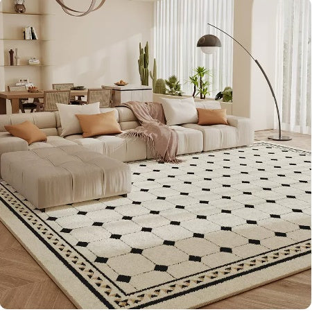 Tapis Rectangulaire Damier Bicolore – Salon & Chambre