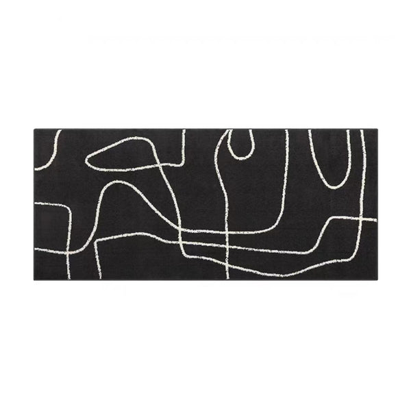 Tapis Lignes Abstraites – Motif Graphique Noir & Crème | Salon Chambre