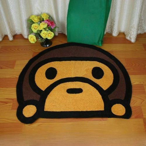 Tapis Forme Tête de Singe Cartoon Kawaii – Entrée & Chambre Enfant