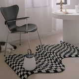 Tapis Touffeté Damier Vert et Noir Forme Irrégulière 3