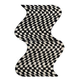 Tapis Touffeté Damier Vert et Noir Forme Irrégulière 5