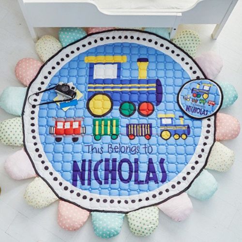 Tapis Rond Bébé Motifs Animaux Kawaii Bordure Pompons – Chambre Enfant — Tapinna®
