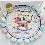 Tapis Rond Bébé Motifs Animaux Kawaii Bordure Pompons – Chambre Enfant 2