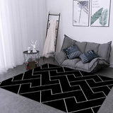 Tapis Rectangulaire Velours Cristal Damier Losanges Noir & Blanc – Salon 3