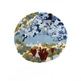 Tapis Rond Laine Artisanal Motif Floral Bleu Océan – Salon & Chambre 2