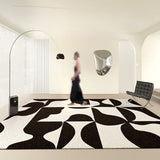 Tapis Rectangulaire Laine Géométrique Noir & Blanc – Salon & Salle à Manger 1