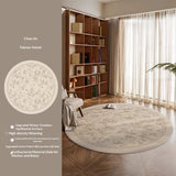 Tapis Rond Vintage – Motif Floral Oriental Beige & Brun | Salon Chambre 5