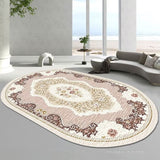 Tapis Ovale Floral Classique Européen Fond Crème Riche Salon 2
