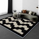 Tapis Rectangulaire Velours Cristal Abstrait Noir & Blanc – Salon 13