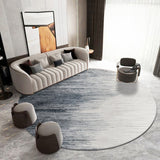 Tapis Rond Géométrique Lignes – Bureau & Salon – Gris & Bleu 2