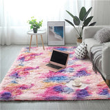 Tapis Rectangulaire Shaggy Motif Géométrique Tie-Dye – Chambre & Salon 3