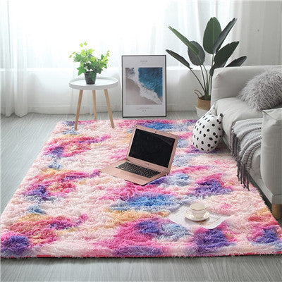Tapis Rectangulaire Shaggy Motif Géométrique Tie-Dye – Chambre & Salon