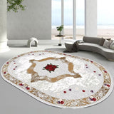 Tapis Ovale Floral Classique Européen Fond Crème Riche Salon 4