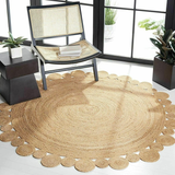 Tapis Rond Tressé Main Jute Naturel Festonné – Salon & Entrée 2