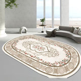 Tapis Ovale Floral Classique Européen Fond Crème Riche Salon 8