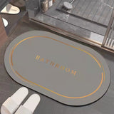 Tapis Ovale Diatomite Bordure Dorée Anti-Dérapant – Salle de Bain & Entrée 8