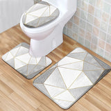 Set 3 Pièces Salle de Bain – Motif Marbre Élégant | Tapis & Contour WC 3