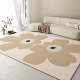 Tapis Floral Cartoon – Fleurs & Feuilles Beige & Rose | Salon Chambre 3