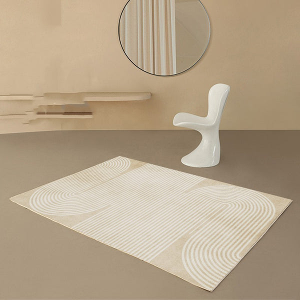 Tapis Rectangulaire Beige Crème Uni Style Épuré – Salon & Chambre