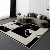 Tapis Rectangulaire Velours Cristal Abstrait Noir & Blanc – Salon 6