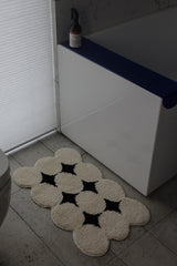 Tapis Touffeté Rond Pois Noirs Blanc Cassé Nordique Luxe Salon 3