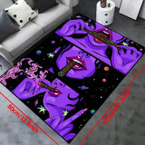 Tapis Imprimé Femme Punk Violet Chambre Graphique Nordique 6