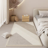 Tapis Chambre Minimaliste Rayures Géométriques Beige Doux 10