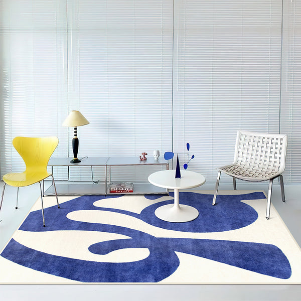 Tapis Forme Irrégulière Motif Abstrait Bleu Klein – Salon Design