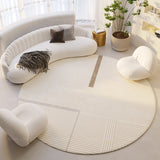 Tapis Rond Velours Cristal Rayé Crème – Style Silence 3