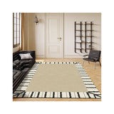 Tapis Rectangulaire Bordure Florale – Style Classique Beige & Noir | Salon Chambre 3