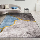 Tapis Nordique Luxe – Motif Géométrique Cercle Bleu & Gris | Salon Chambre 7