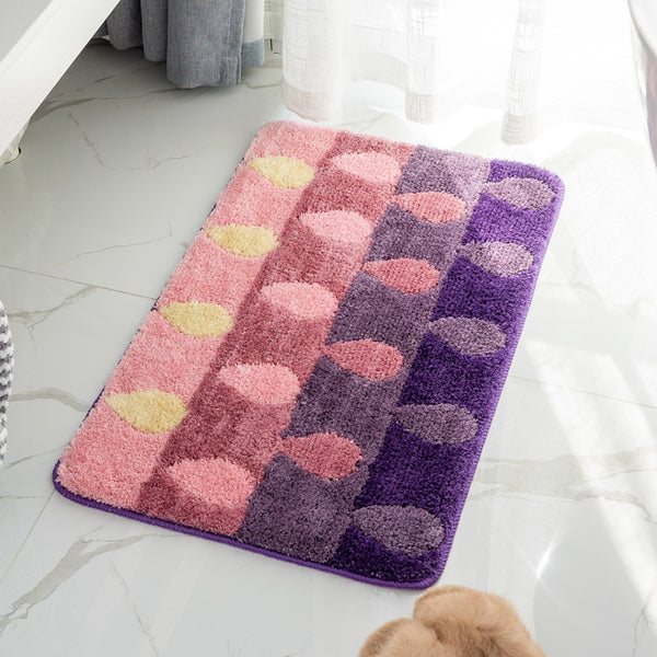 Tapis Rectangulaire Floqué Coloré – Motif Géométrique Bohème | Chambre Salle de Bain