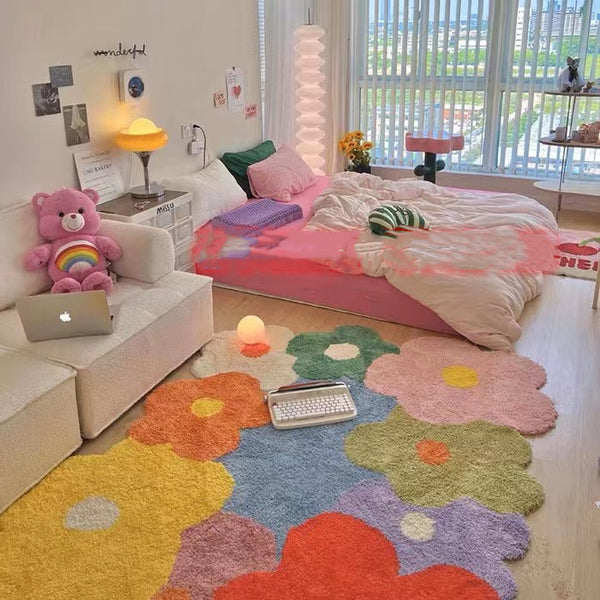 Tapis Fleuri Multicolore Pop – Chambre & Salon – Imitation Cachemire