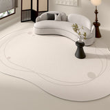 Tapis Forme Irrégulière Velours Bouclé Luxe Crème – Salon 3