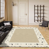 Tapis Rectangulaire Bordure Florale – Style Classique Beige & Noir | Salon Chambre 6