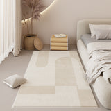 Tapis Chambre Minimaliste Rayures Géométriques Beige Doux 11