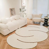 Tapis Ovale Crème Contour Nuage Style Japonais – Salon & Chambre 1