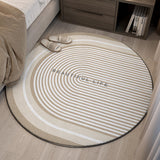Tapis Rond Rayures Texturées – Beige & Crème Relief | Salon Chambre 2