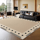 Tapis Rectangulaire Rétro Français Beige Bordure – Salon 11