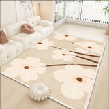 Tapis Floral Cartoon – Fleurs & Feuilles Beige & Rose | Salon Chambre 8