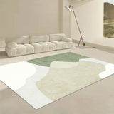 Tapis Abstrait Formes Organiques – Vert Sauge & Beige – Salon Scandinave 1