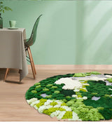 Tapis Rond Fait Main – Motif Forêt & Mousse | Salon Chambre 6