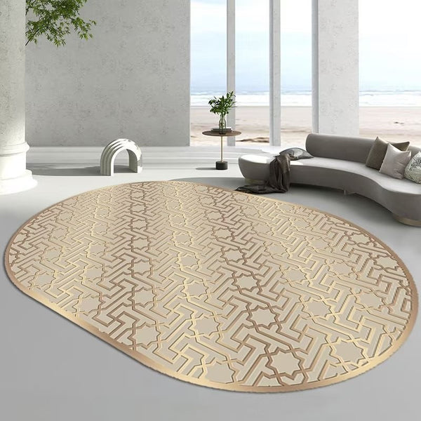 Tapis Ovale Floral Classique Européen Fond Crème Riche Salon