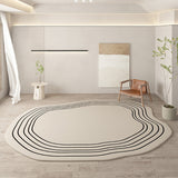 Tapis Contours Abstraits Ondulés Imitation Cachemire Crème Minimaliste 2
