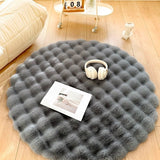 Tapis Rond Peluche Texturé Moelleux Style Crème – Salon & Chambre 4